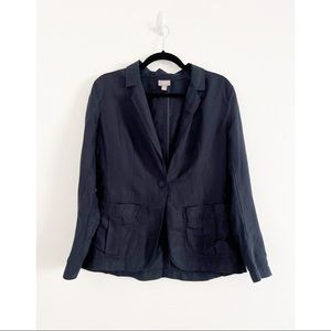 J JILL Linen Blazer Navy Small Petite